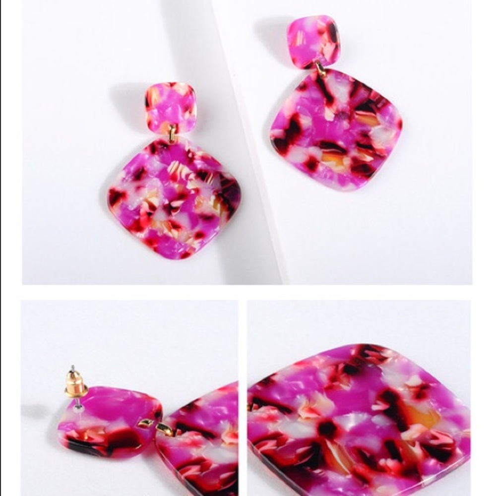 Pink marble earrings